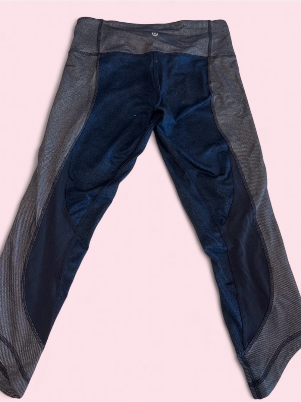 Lululemon Cropped Colorblock Leggings Size 6 | Gray & Blue - Picture 2 of 3
